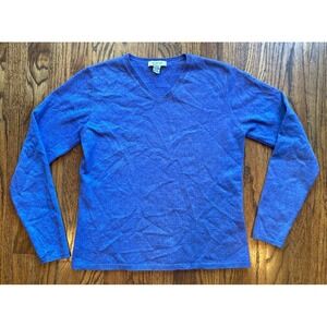 Vintage Geneva 100% Cashmere Sweater Womens Size Small Pullover V Neck Blue